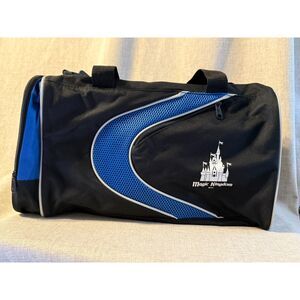 Walt Disney World Black W/ Blue Stripe Duffel Bag, 10X16X10